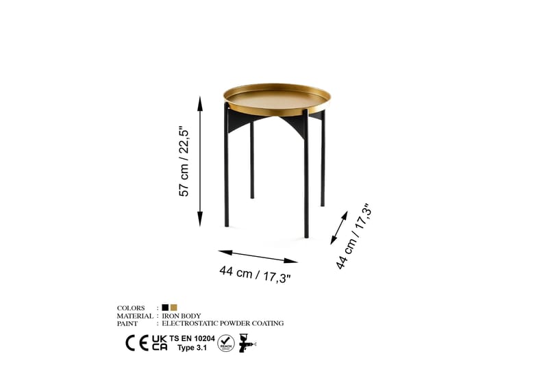 Mamta Runt Soffbord 44 cm i Metall - Guld - Möbler - Bord & matgrupp - Soffbord