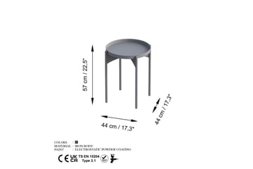 Mamta Runt Soffbord Brickbord 44 cm i Metall - Grå - Möbler - Bord & matgrupp - Soffbord