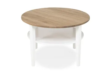 Mantorp Soffbord 80 cm Runt med Förvaring Hylla - Massiv Ek/Vit - Möbler - Bord & matgrupp - Soffbord - Soffbord med förvaring