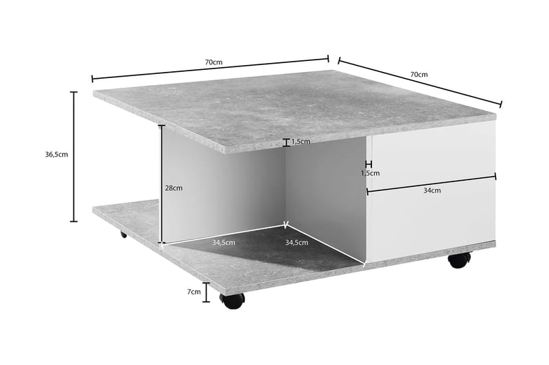 Marchall Soffbord 70 cm - Vit - Möbler - Bord & matgrupp - Soffbord