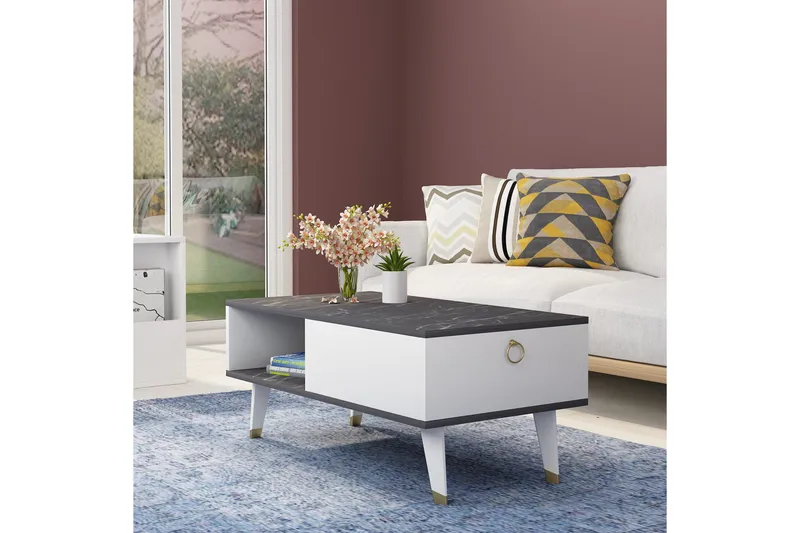 Marteby Soffbord 90x42,4x90 cm - Svart/Vit - Möbler - Bord & matgrupp - Soffbord