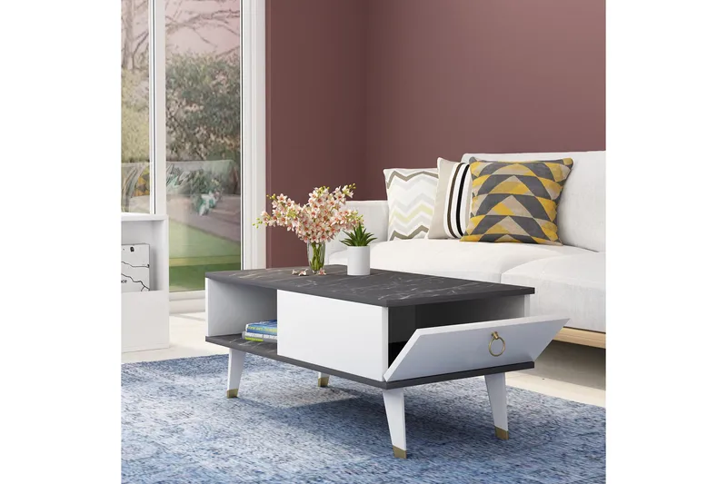 Marteby Soffbord 90x42,4x90 cm - Svart/Vit - Möbler - Bord & matgrupp - Soffbord