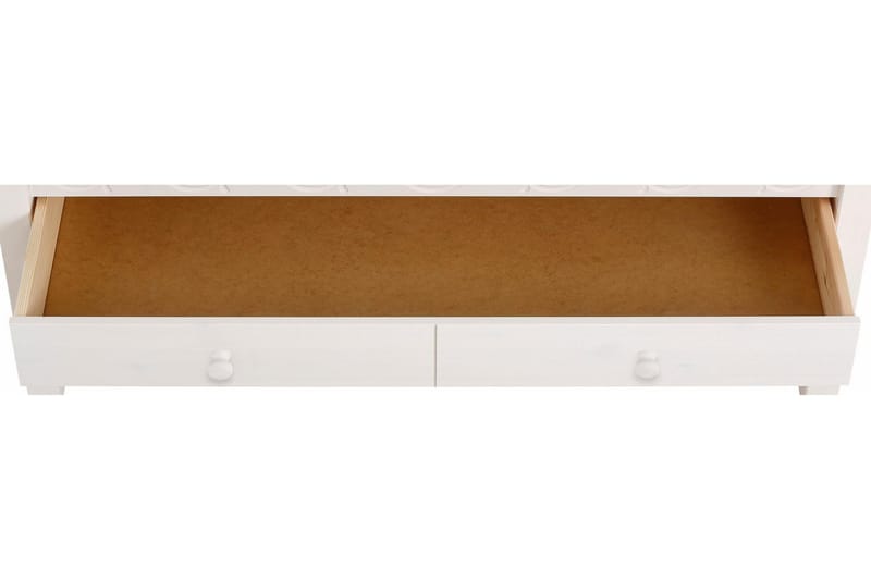 Marzell 110 cm Rektangulärt Soffbord med Lådor i Furu - Vit - Möbler - Bord & matgrupp - Soffbord