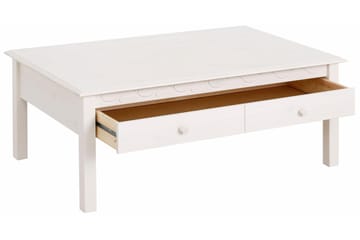 Marzell 110 cm Rektangulärt Soffbord med Lådor i Furu - Vit - Möbler - Bord & matgrupp - Soffbord