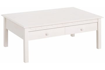 Marzell 110 cm Rektangulärt Soffbord med Lådor i Furu - Vit - Möbler - Bord & matgrupp - Soffbord