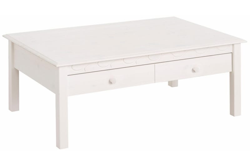 Marzell 110 cm Rektangulärt Soffbord med Lådor i Furu - Vit - Möbler - Bord & matgrupp - Soffbord