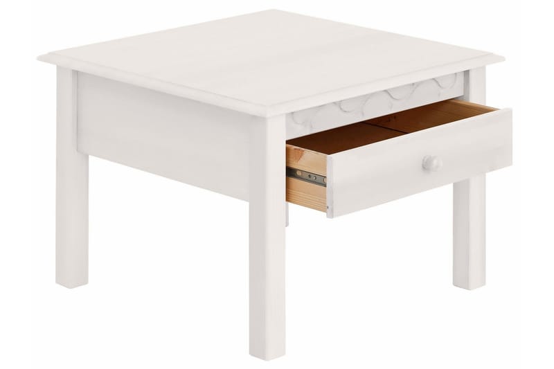 Marzell 60 cm Kvadratiskt Soffbord med Lådor i Furu - Vit - Möbler - Bord & matgrupp - Soffbord