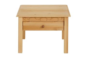 Marzell 60 cm Kvadratiskt Soffbord med Lådor i Massivt Trä - Beige - Möbler - Bord & matgrupp - Soffbord