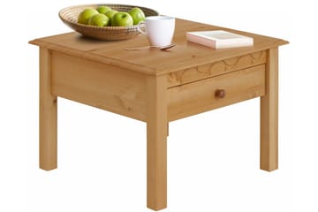 Marzell 60 cm Kvadratiskt Soffbord med Lådor i Massivt Trä - Beige - Möbler - Bord & matgrupp - Soffbord