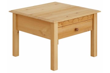 Marzell 60 cm Kvadratiskt Soffbord med Lådor i Massivt Trä - Beige - Möbler - Bord & matgrupp - Soffbord