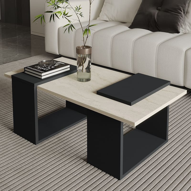 Matris Soffbord 90x37x46,6 cm - Travertine/Anthracite - Möbler - Bord & matgrupp - Soffbord - Soffbord med förvaring