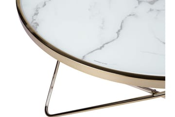 Meerah Soffbord 80 cm Runt Marmormönster - Glas/Vit/Guld - Möbler - Bord & matgrupp - Soffbord