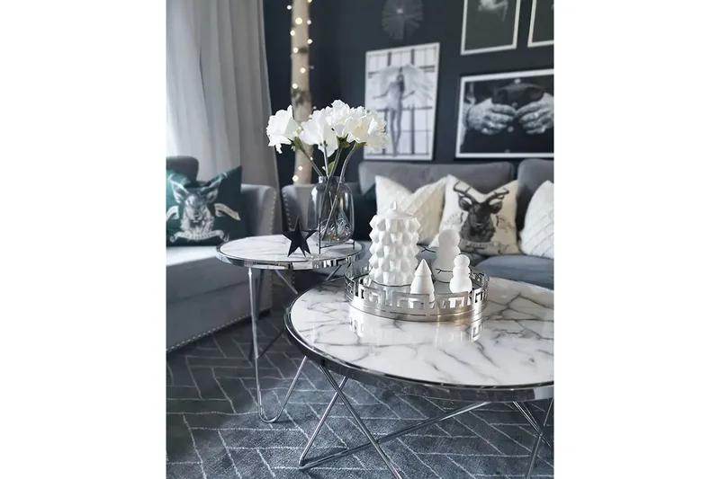 Meerah Soffbord Marmoreffekt - Vit - Möbler - Bord & matgrupp - Soffbord