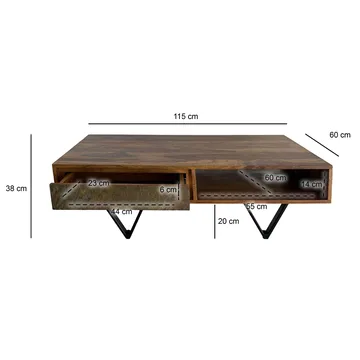 Melvik Soffbord 115 cm i massivt sheeshamträ med 2 lådor - Möbler - Bord & matgrupp - Soffbord - Soffbord med förvaring