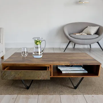 Melvik Soffbord 115 cm i massivt sheeshamträ med 2 lådor - Möbler - Bord & matgrupp - Soffbord - Soffbord med förvaring