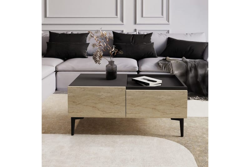 Soffbord Mijara Travertin / Antracit - Natur/Antracit - Möbler - Bord & matgrupp - Soffbord
