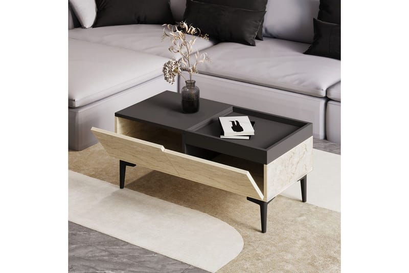 Soffbord Mijara Travertin / Antracit - Natur/Antracit - Möbler - Bord & matgrupp - Soffbord