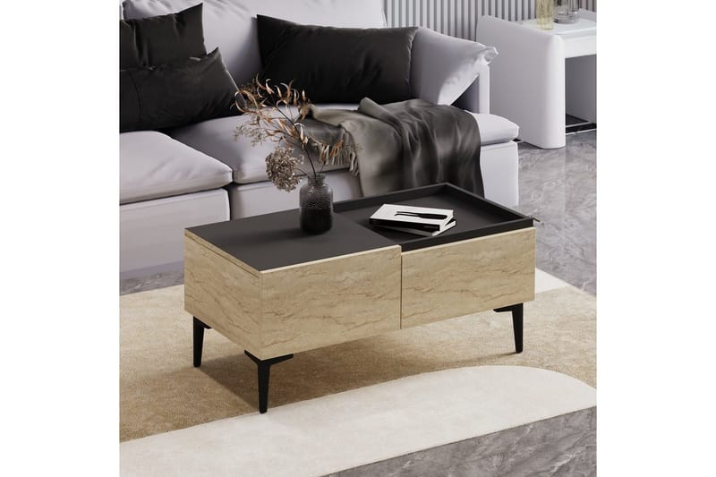 Soffbord Mijara Travertin / Antracit - Natur/Antracit - Möbler - Bord & matgrupp - Soffbord