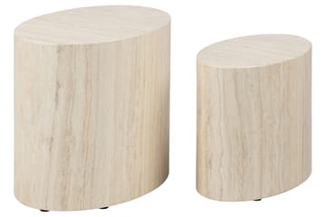 Mirol 33x48 cm Ovalt Soffbord i Sten - Beige - Möbler - Bord & matgrupp - Soffbord