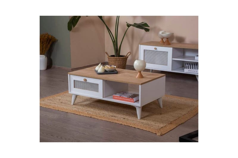 Soffbord Mjudi Vit / Ek - Vit / Ek - Möbler - Bord & matgrupp - Soffbord