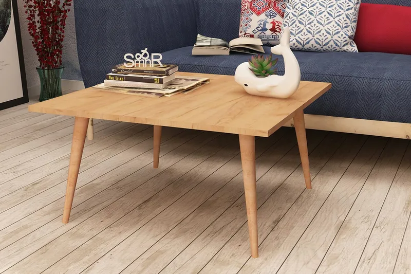 Mod Design Rektangulärt Soffbord 80 cm i Trä med Koniska Ben - Brun - Möbler - Bord & matgrupp - Soffbord