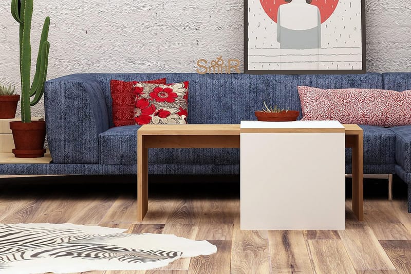 Mod Design Satsbord 90 cm 2 Bord - Trä/Vit - Möbler - Bord & matgrupp - Soffbord