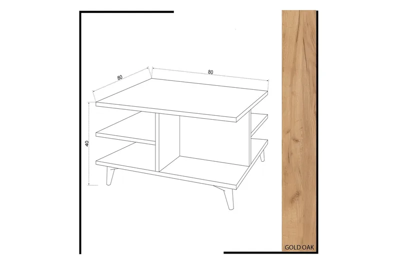 Mod Design Soffbord 80 cm med Förvaring Hyllor - Trä/Vit - Möbler - Bord & matgrupp - Soffbord - Soffbord med förvaring