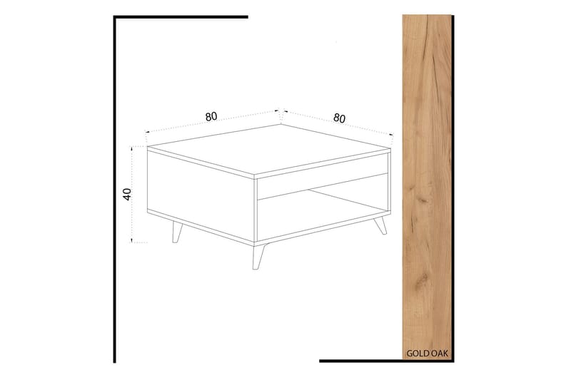 Mod Design Soffbord 80 cm med Förvaring Låda + Hylla - Trä/Vit - Möbler - Bord & matgrupp - Soffbord - Soffbord med förvaring