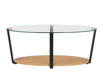 Mohaklo 110x60 cm Ovalt Soffbord med Förvaring i Glas med Metallben - Klar - Möbler - Bord & matgrupp - Soffbord - Soffbord med förvaring