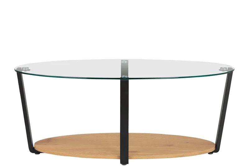 Mohaklo 110x60 cm Ovalt Soffbord med Förvaring i Glas med Metallben - Klar - Möbler - Bord & matgrupp - Soffbord - Soffbord med förvaring