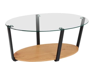Mohaklo 110x60 cm Ovalt Soffbord med Förvaring i Glas med Metallben - Klar - Möbler - Bord & matgrupp - Soffbord - Soffbord med förvaring