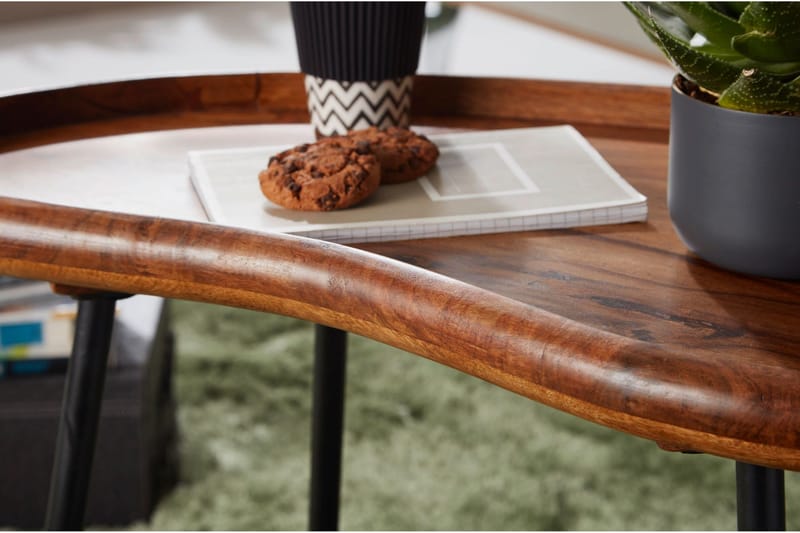 Mondry Soffbord 79 cm Njurformat - Massivt Trä/Svart - Möbler - Bord & matgrupp - Soffbord