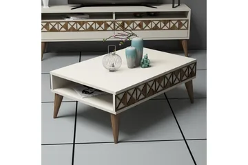 Muennink Soffbord 90 cm med Förvaring Hylla - Krämvit/Brun - Möbler - Bord & matgrupp - Soffbord - Soffbord med förvaring