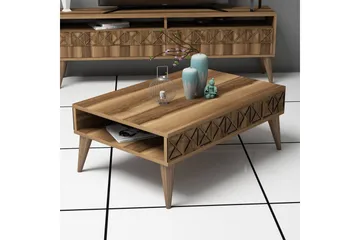 Muennink Soffbord 90 cm med Förvaring Hylla - Valnötsbrun - Möbler - Bord & matgrupp - Soffbord - Soffbord med förvaring