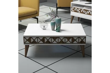 Muennink Soffbord 90 cm med Förvaring Hylla - Vit/Brun - Möbler - Bord & matgrupp - Soffbord - Soffbord med förvaring