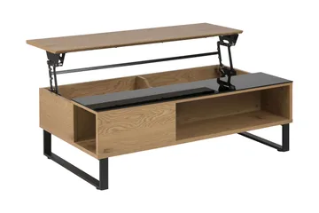 Muriel Förlängingsbart Soffbord 110 cm med Förvaring Hylla - Glas/Ekfärg/Svart - Möbler - Bord & matgrupp - Soffbord - Soffbord med förvaring