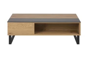 Muriel Förlängingsbart Soffbord 110 cm med Förvaring Hylla - Glas/Ekfärg/Svart - Möbler - Bord & matgrupp - Soffbord - Soffbord med förvaring