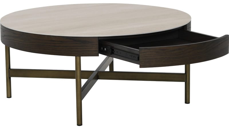 Soffbord Myrdal 90 cm - Travertintopp med bronsfärgade metallben - Möbler - Bord & matgrupp - Soffbord