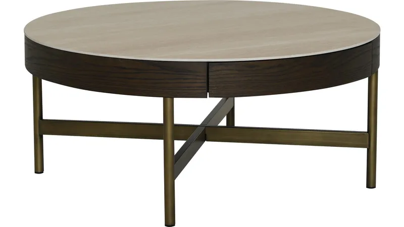 Soffbord Myrdal 90 cm - Travertintopp med bronsfärgade metallben - Möbler - Bord & matgrupp - Soffbord