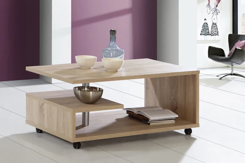 Nabinger Soffbord 105 cm med Förvaring Hyllor på Hjul - Brun - Möbler - Bord & matgrupp - Soffbord - Soffbord med förvaring