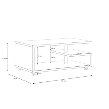 Nabinger Soffbord 105 cm med Förvaring Hyllor på Hjul - Betonggrå - Möbler - Bord & matgrupp - Soffbord - Soffbord med förvaring