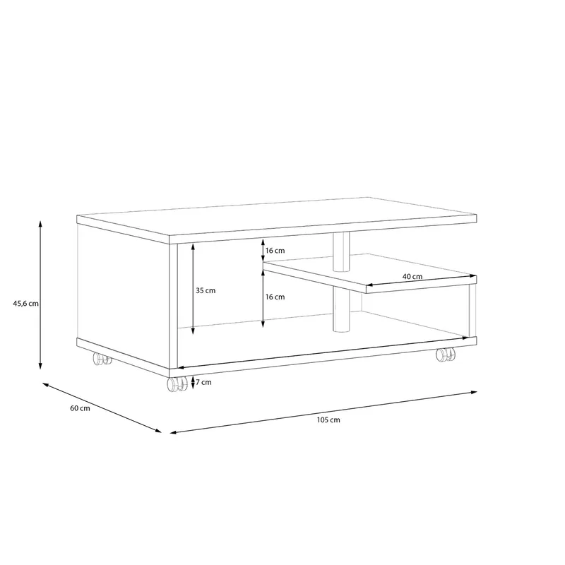 Nabinger Soffbord 105 cm med Förvaring Hyllor på Hjul - Betonggrå - Möbler - Bord & matgrupp - Soffbord - Soffbord med förvaring