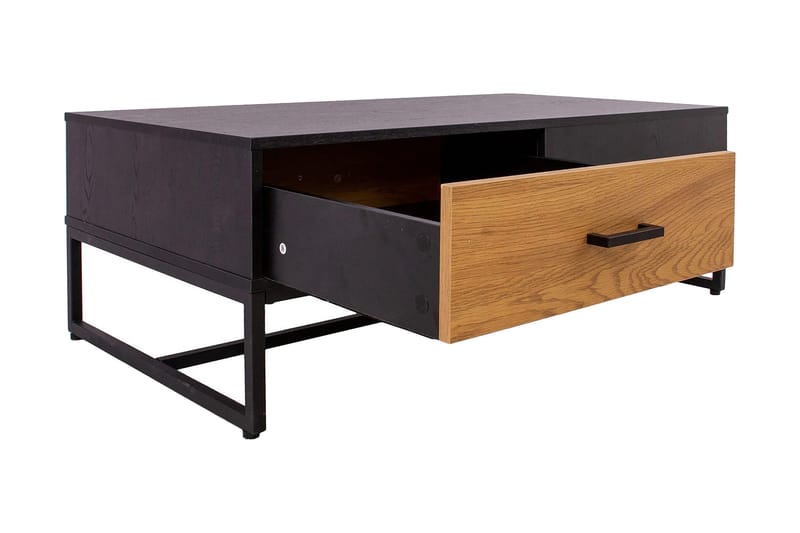 Nauerna Soffbord 110 cm med Förvaring 2 Lådor - Ekfärg/Svart - Möbler - Bord & matgrupp - Soffbord - Soffbord med förvaring