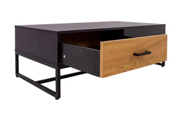 Nauerna Soffbord 110 cm med Förvaring 2 Lådor - Ekfärg/Svart - Möbler - Bord & matgrupp - Soffbord - Soffbord med förvaring