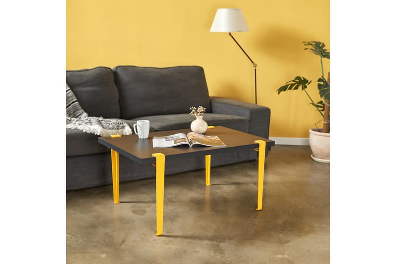 Soffbord Neda 90x60 cm Svart/Gul - Hanah Home - Möbler - Bord & matgrupp - Soffbord