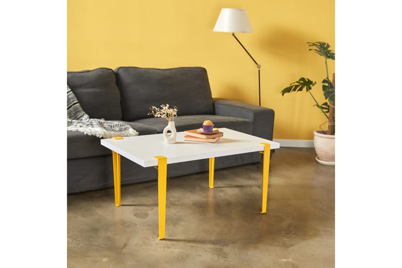Soffbord Neda 90x60 cm Vit/Gul - Hanah Home - Möbler - Bord & matgrupp - Soffbord