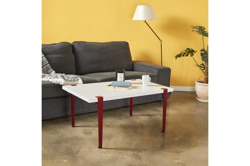 Soffbord Neda 90x60 cm Vit/Röd - Hanah Home - Möbler - Bord & matgrupp - Soffbord