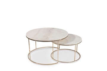 New York Soffbord 80 cm Set om 2 Runt - Marmor/Champagne - Möbler - Bord & matgrupp - Soffbord