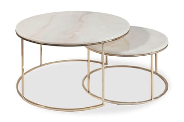 New York Soffbord 80 cm Set om 2 Runt - Marmor/Champagne - Möbler - Bord & matgrupp - Soffbord