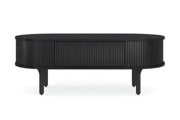 Noira Ovalt Soffbord 118 cm med Förvaring Låda - Svart / Ribbad / Mörkt Trä - Möbler - Bord & matgrupp - Soffbord